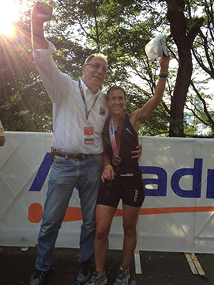 Showerman and Laura at finish